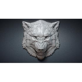 Angry Wolf Face Relief Sculpture